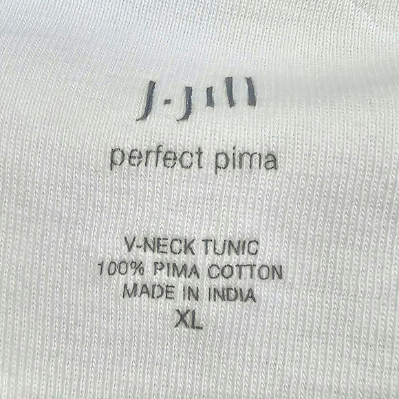 J. Jill Perfect Pima V-neck Tunic Women's Sz XL Irovy Neutral Minimalist Casual - Picture 3 of 5